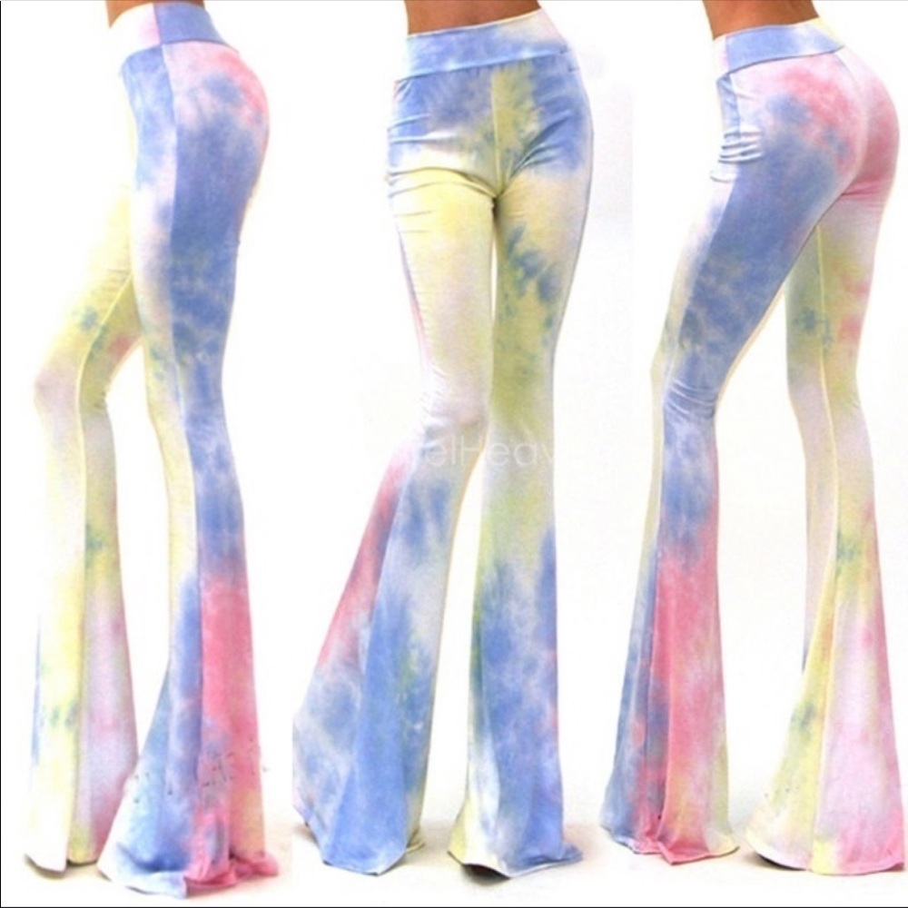 CYBER SALE Retro Hippie Bell Bottom Pants Tie Dyed - Picture 7 of 8